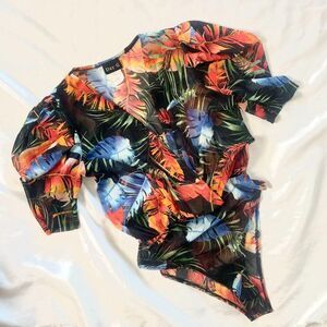 Day G Vintage Sheer Mesh tropical Ibiza Romper / Swim Body Cover Up S